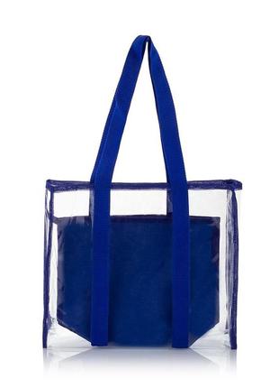 Прозрачная  пляжная сумка шоппер синий