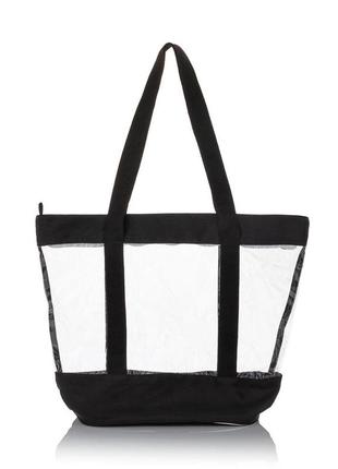 Прозрачная комбинированная пляжная сумка, размер 36*34*14 черный