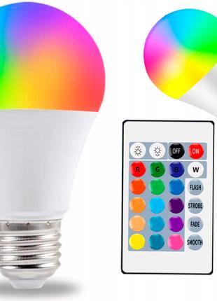 Розумна світлодіодна LED RGB лампа E27 з ІК-пультом (10 Вт)