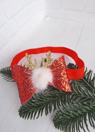 Новогодняя повязка с рожками для самых маленьких красавиц