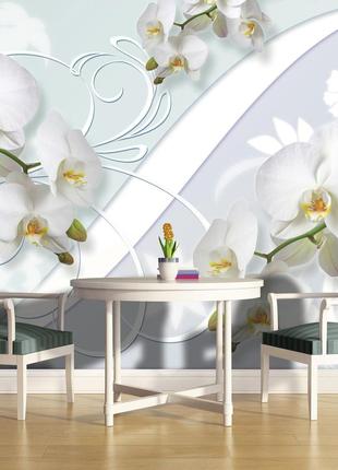 Флизелиновые фотообои 3д цветы 368х254 см Белоснежные орхидеи ...