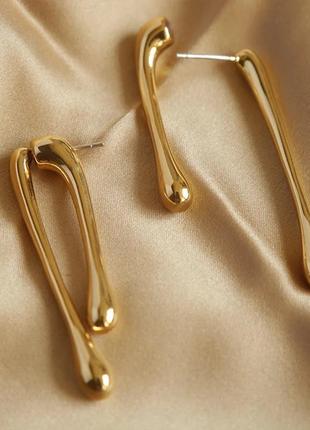 Сережки краплі золоті срібні zara трендові сережки мінімалізм ...