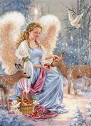 Алмазная мозаика вышивка Рождественский ангел на подрамнике по...
