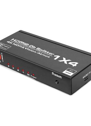 HDMI Splitter 4K 60Hz, 1 In 4 HDMI 2.0 & HDCP 2.2, Підс
