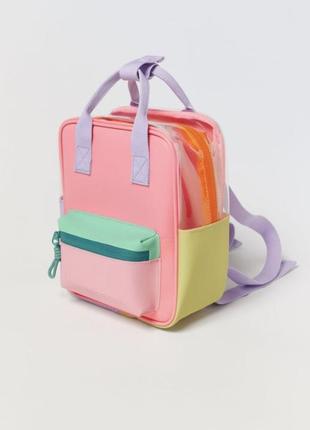 Яркий разноцветный детский рюкзак zara 23×18