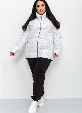 Куртка жіноча в клітину демісезонна батал, колір білий, 224rp036