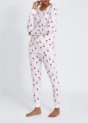 Тёплая флисовая новогодняя пижама с сантой от dunnes sleep