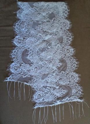 Весільний білий шарф з мережива "шантільє"