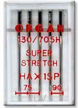 Голки машинні Organ Супер-Стрейч-Асорті №75-90 (5 шт.)