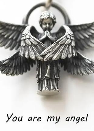 Брелок как фигурка серебристый металл ангел шестикрылый Серафи...