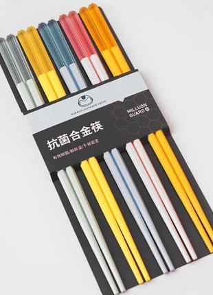 Палочки для еды "kangju" набор 5 пар цветные макароны пластик