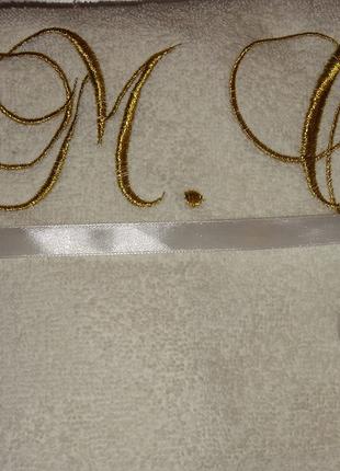 Рушник махровий,банний 70x140 з вишивкою "монограма золотом", ...