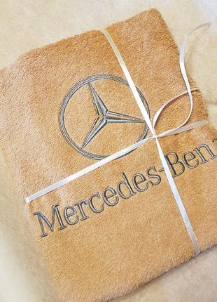 Mercedes Полотенце махровое,банное 70x140 с вышивкой марки авт...
