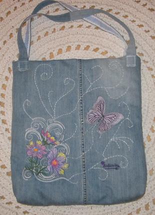 Джинсовая сумка городская с вышивкой ′Весна′. Возможно изготов...