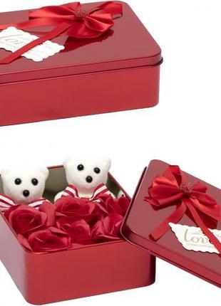 Набір подарунковий "Ведмедик з трояндочками" в коробочці 8771