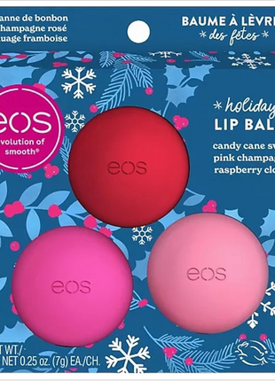 Набор бальзамов для губ eos 3 pack limited edition holiday lip...