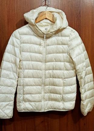Uni qlo куртка женская пуховая белая легкая и тонкая р s/m