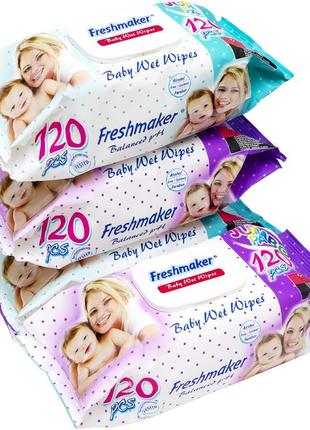 Влажная салфетка "Freshmaiker" jumbo pack 120шт КЛАПАН