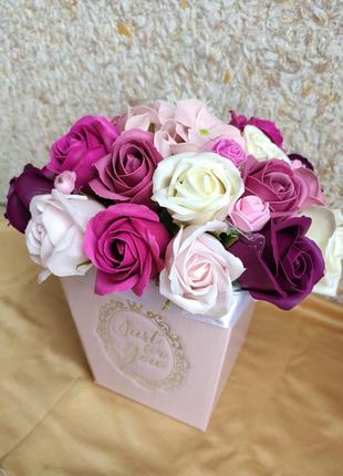 Красивый букет цветов подарок ручной работы мыльные цветы розы...