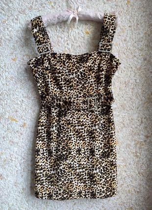 Женское платье с леопардовым принтом бархатное нарядное брендо...
