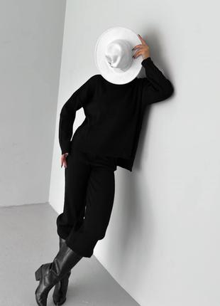 Костюм (широкие брюки+объемный свитер) черный