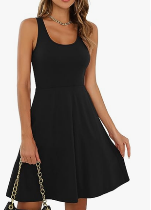 Маленькое черное платье короткое сарафан летний красивый c отк...