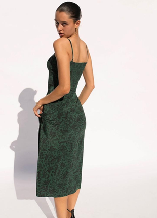 Красива сукня міді сарафан з розрізом ошатне модне стильне зел...