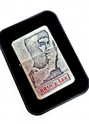 Зажигалка бензиновая"Bruce Lee" бронзовая, в подарочной упаковке