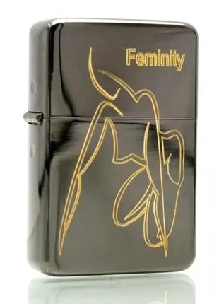 Зажигалка бензиновая "Feminity", бронзовая, в подарочной упаковке
