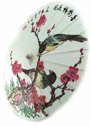 Зонт бамбук с бумагой "Птицы" (d-40 см h-30,5 см)
