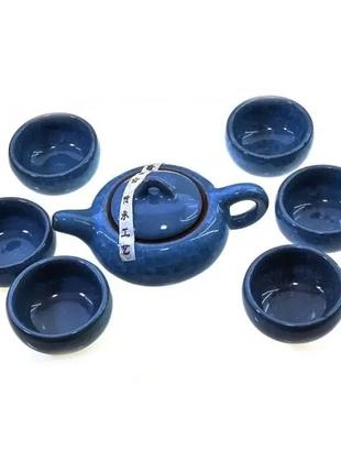 Сервиз керамический синий (Чайник - 200мл., чашка - 60мл.)(32,...