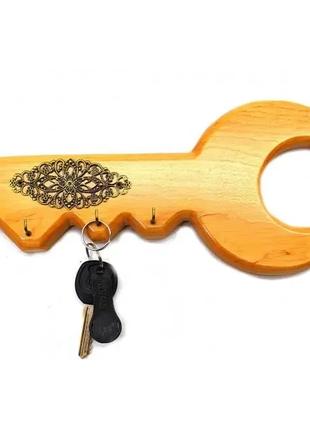 Ключница "Ключик" деревянная (27х12х2 см) из массива дерева