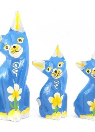 Кішки 3 шт дерев'яні сині( 15х5х3 см 12х4,5х2,5 см 10,5х4,5х2,...