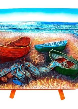 Картина на мольберте "Лодки" (7*9CM)