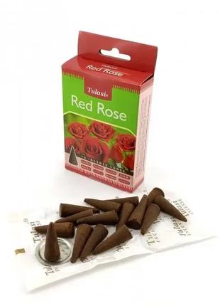 Red Rose Incense Cones (Красная Роза)(Tulasi) Конусы