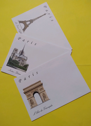 Лот - Набір із 3х поштових конвертів 11,4×16,2см, Франція.
