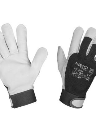 Защитные перчатки Neo Tools козья кожа, фиксация запястья, р.1...