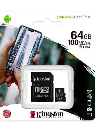 Карта пам`яті Kingston MicroSDHC 64GB (Class 10) + SD adapter ...