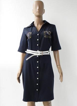 Классическое платье-рубашка темно-синего цвета 42-44 размеры (...