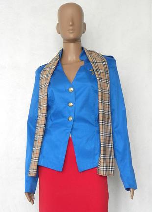 Легкий синий пиджак с шарфом 48 размер (42 евроразмер).