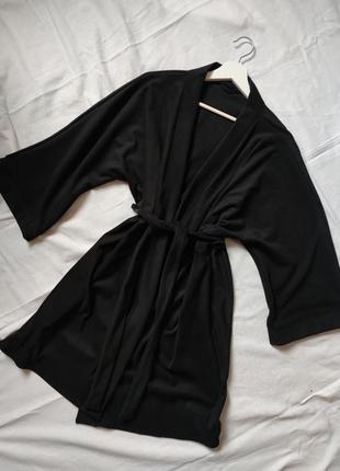 Новинка! теплый черный халат, халат кимоно, домашний теплый халат