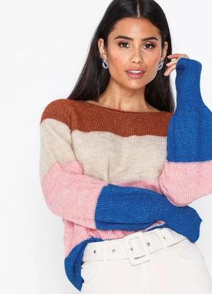 Трендовый свитер джемпер пуловер квадратного кроя в полоску