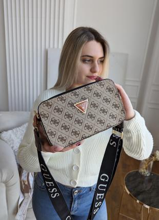 Сумка женская бежевая Guess Гесс кросс-боди