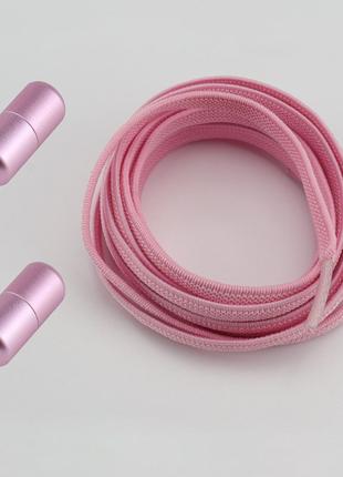 Эластичные резиновые шнурки для обуви с фиксатором Розовые