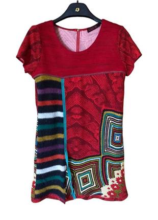 Lulu h винтажное платье с короткими рукавами красное с рисунком