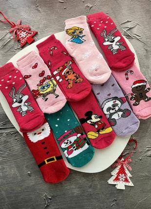 Набор из теплых детских новогодних носков &lt;unk&gt; носки ро...
