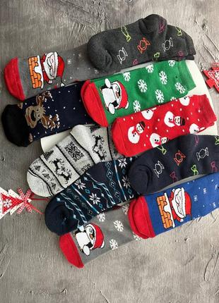 Набор из теплых детских носков &lt;unk&gt; новогодние носки дл...