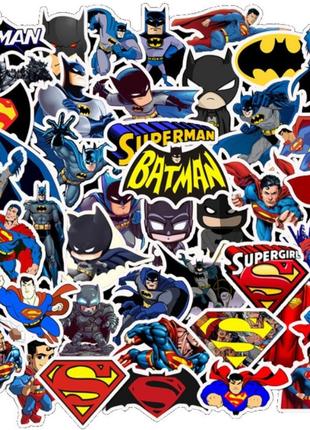 Набор стикеров Бэтмен и Супермэн - 45 шт - Виниловые наклейки
