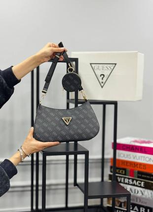 Сумка черная женская Guess 2в1 Сумка маленькая Гесс Сумочка Кл...