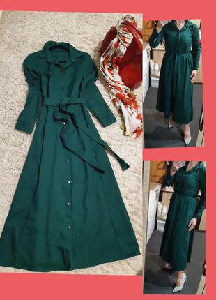 Шикарное длинное платье в зелёном цвете, р.6-8